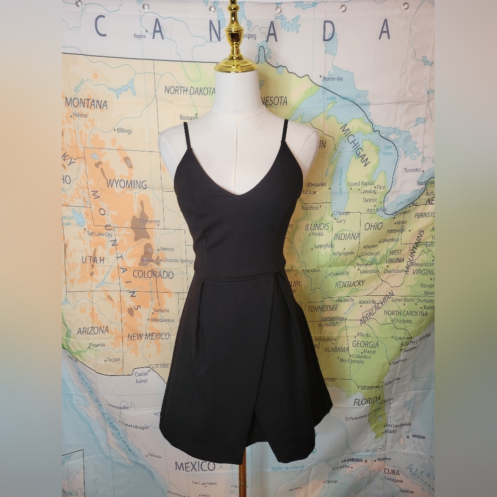 Gianni Bini Black V-Neck Spaghetti Strap Dress Size XS